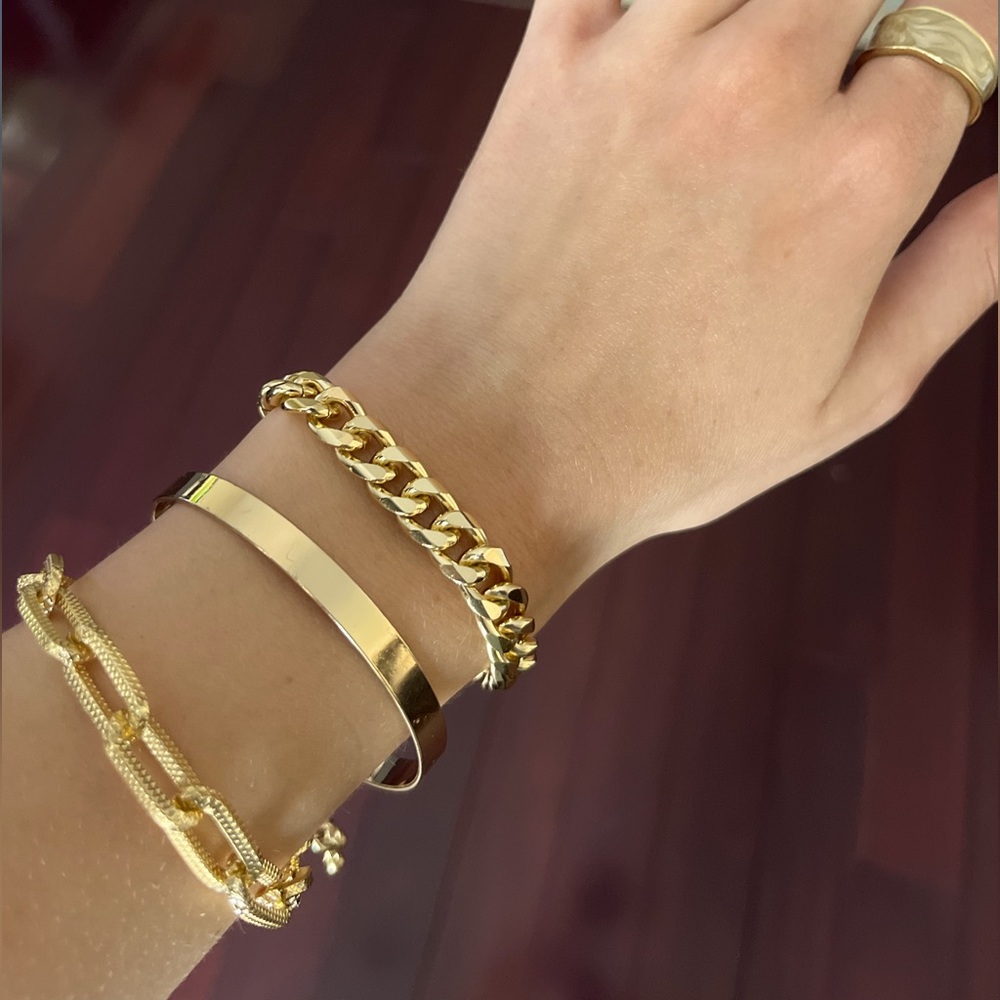 A set of gold bracelets